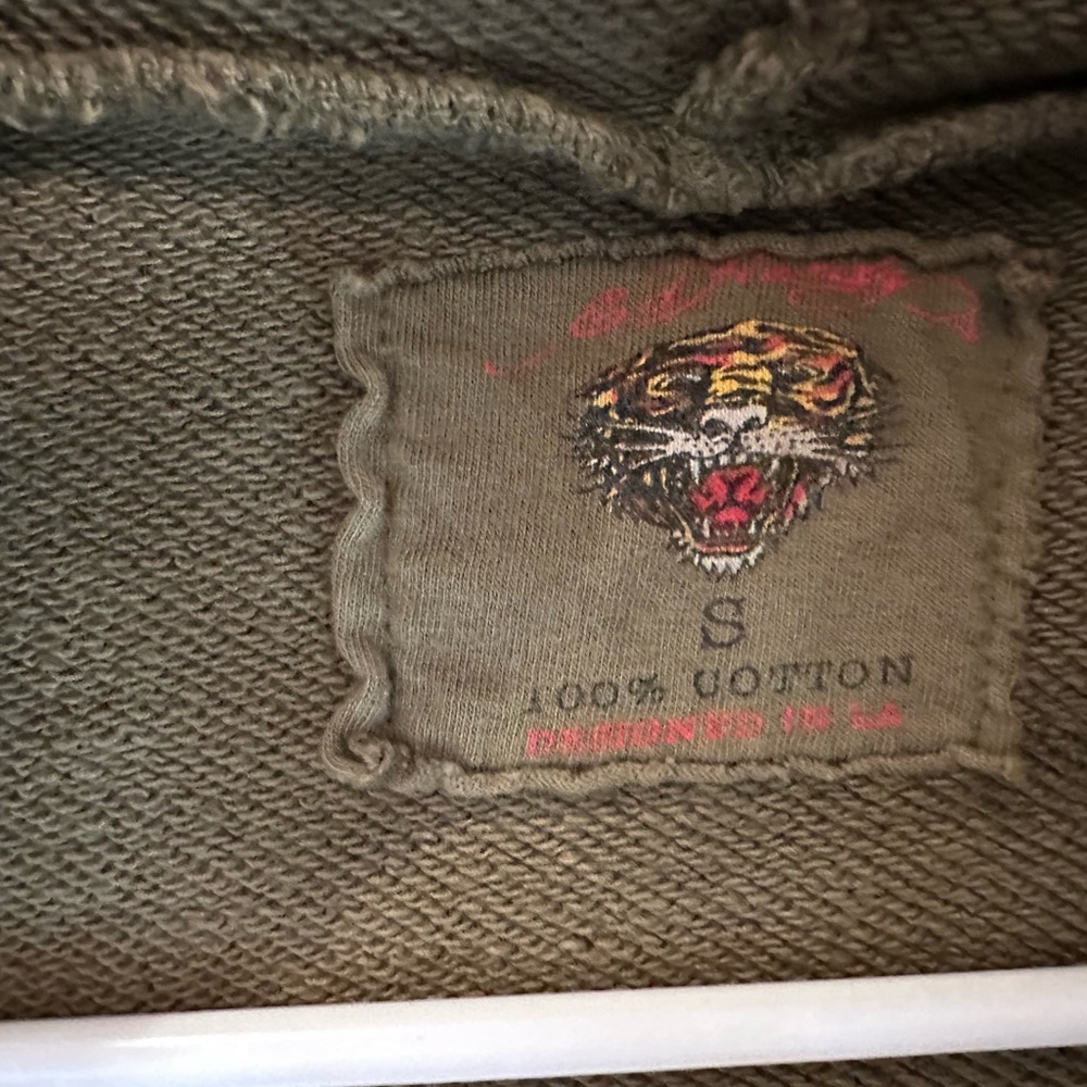 Vintage Ed Hardy Olive Green Hoodie with Black Accents - Picture 13 of 14